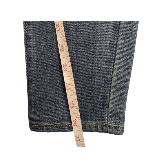 Levis Silver Tab Jeans 14/26 Reg Blue Mini Mom Distressed Denim Adjustable Waist - Picture 5 of 10